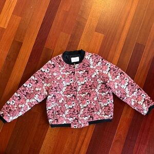 Sandro Pink and Black Floral Bomber Jacket